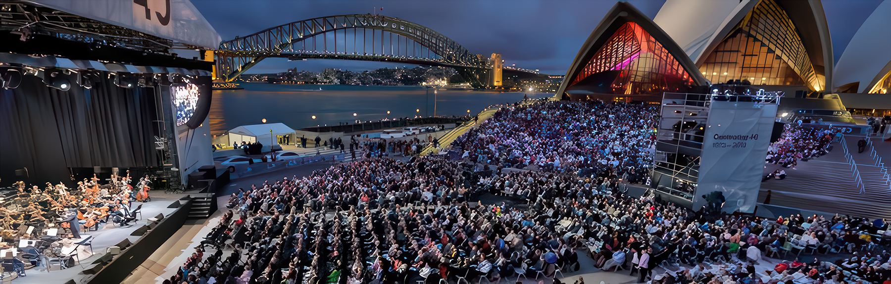 Aerial photo of Sydney Harbour live music event